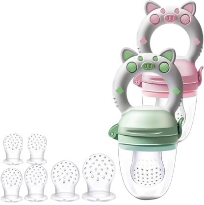 KAIYINGXIN mordedor dispensador de frutas para bebés de 3 a 24 meses, 2 unidades, 8 boquillas