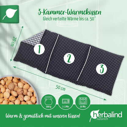 HERBALIND cojín térmico con huesos de cereza XL 900g 50x20cm