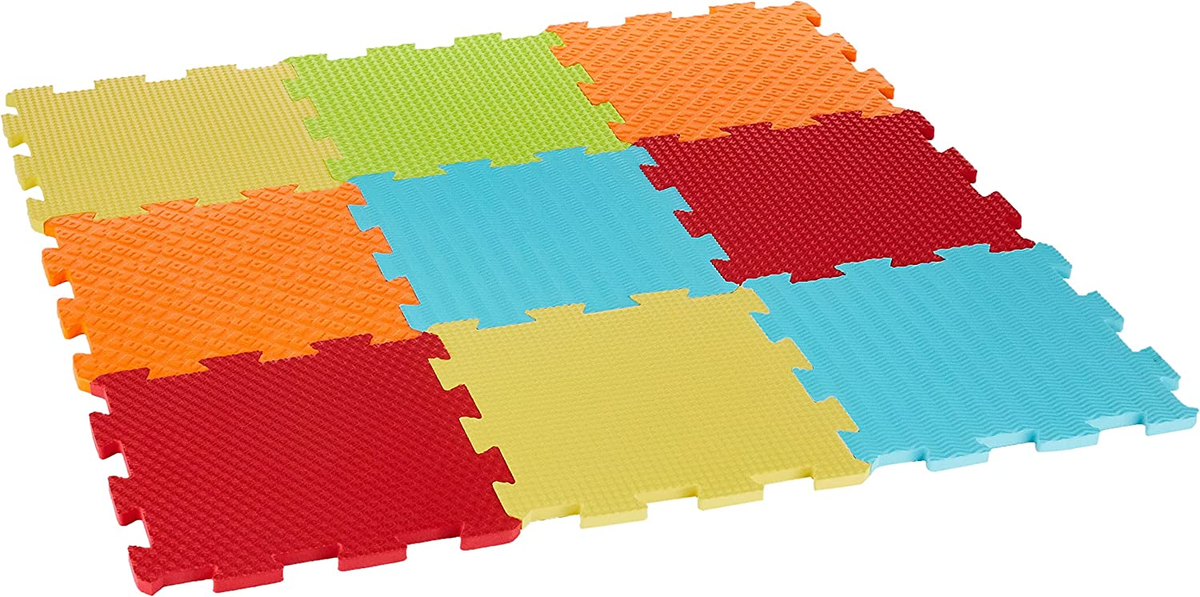 LUDI mata składana puzzle SENSORYCZNE 90x90 kolorowa piankowa mata edukacyjna o różnych strukturach dla dzieci 10 m+