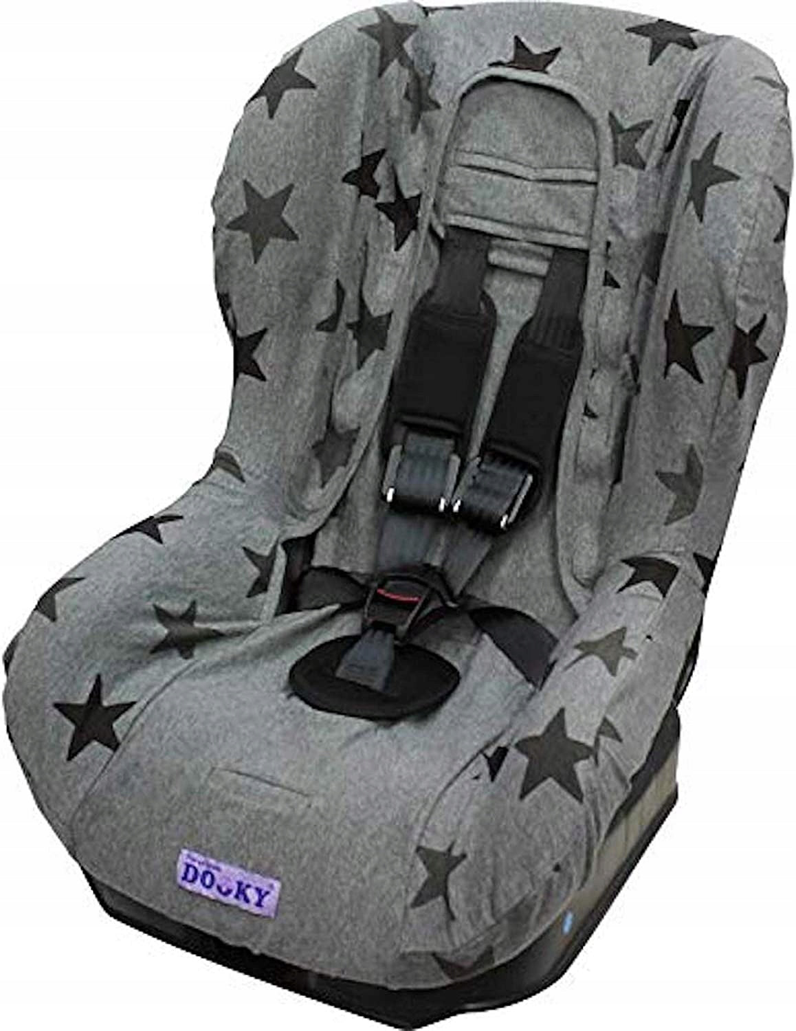 DOOKY SEAT COVER 1 pokrowiec na fotelik UNIWERSALN. szary pokrowiec w gwiazdki na fotelik samochodowy grupa 1