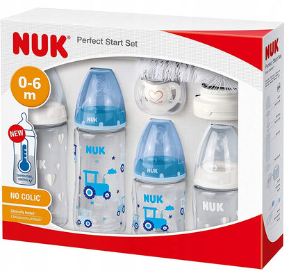 NUK zestaw startowy Perfect Start anti-colic KONTROLA TEMPERATURY, butelki i smoczki 0-18 m