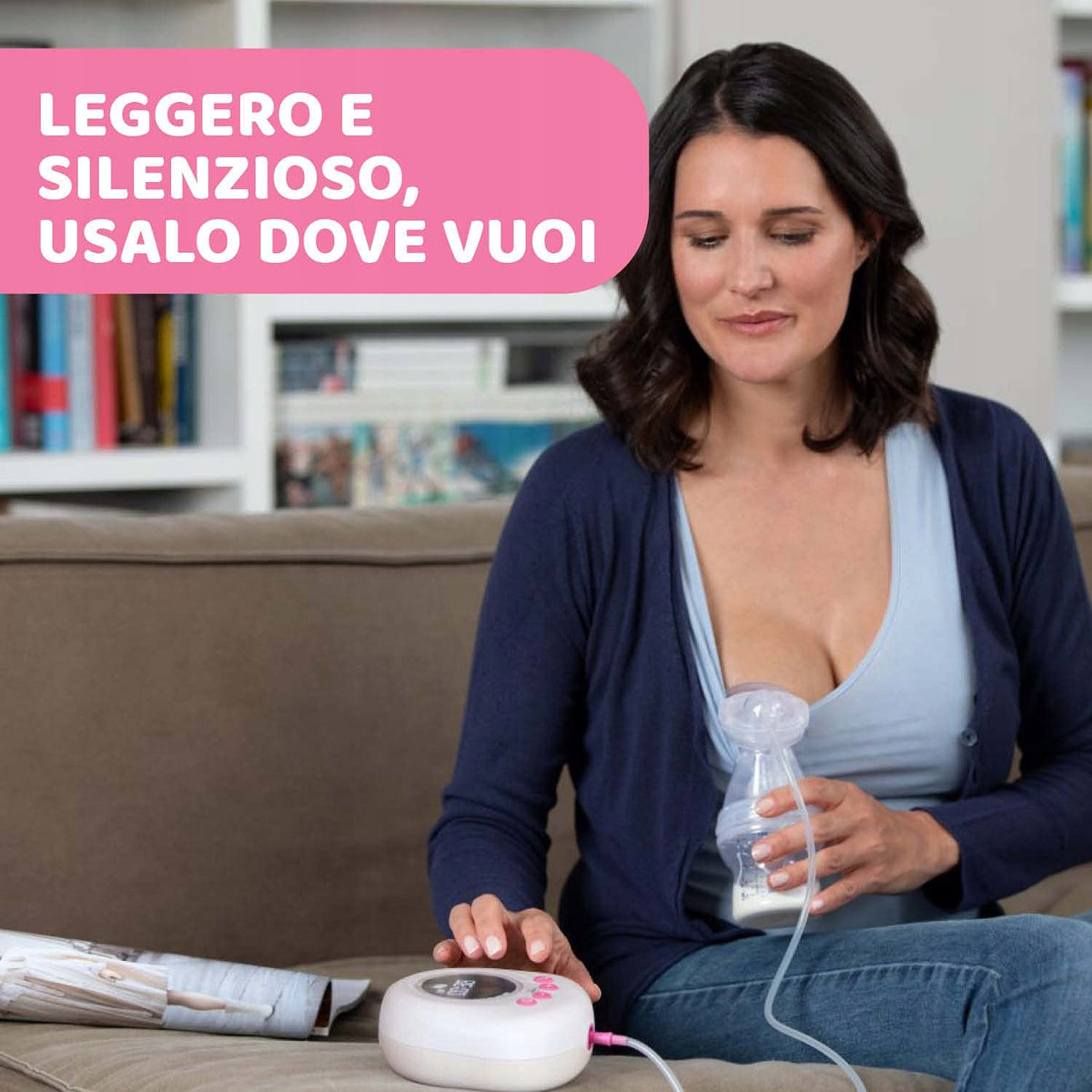 CHICCO NaturallyMe LAKTATOR elektryczny, lekki i cichy laktator biało-różowy do wygodnego odciągania mleka w domu