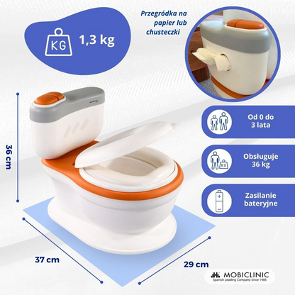 Orinal MOBICLINIC con soporte para papel higiénico