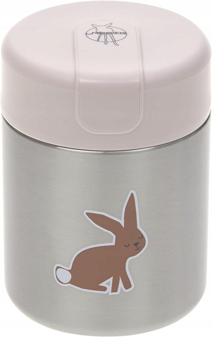 LASSIG Food Jar TERMOS OBIADOWY stal nierdzewna 315 ml, różowy termos obiadowy z motywem królika