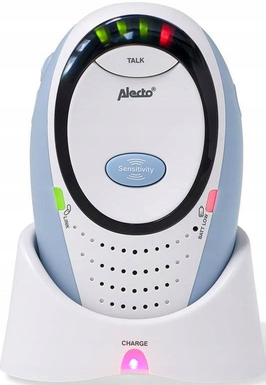 ALECTO DBX-85 Eco niania elektroniczna DECT, niebiesko-biały monitor dziecka ze stacją ładującą i wskaźnikami LED