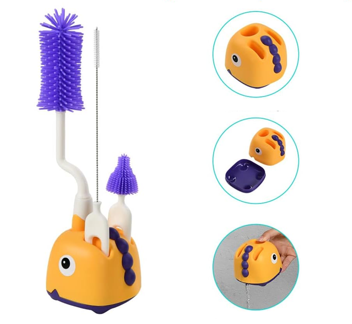 VICLOON set 3 en 1 cepillos de silicona para limpiar biberones, chupetes y pajitas 32cm