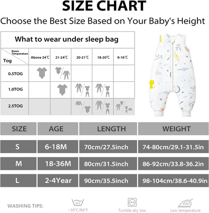 MOSEBEARS saco de dormir 2,5 TOG 6-18 meses para bebés