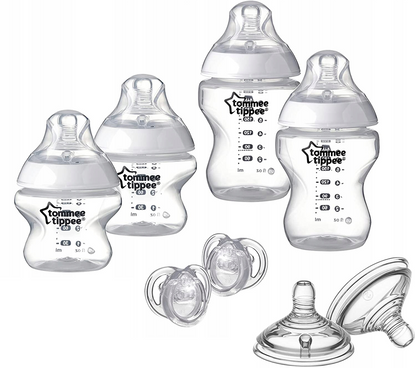 TOMMEE TIPPEE zestaw startowy butelki, smoczki 8el. zestaw dla noworodka, 4 butelki, smoczki i uspokajacz