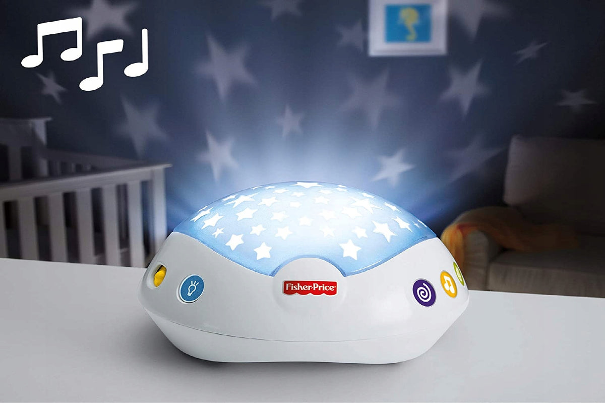 FISHER PRICE karuzela projektor + pilot, karuzela z misiami i gwiazdami, wielokolorowy projektor dla niemowląt