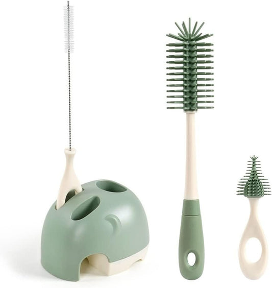 VICLOON set 3 en 1 cepillos de silicona para limpiar biberones, chupetes y pajitas 32cm