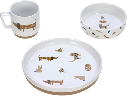 LASSIG Little Mateys set de vajilla de porcelana 3 piezas para niños