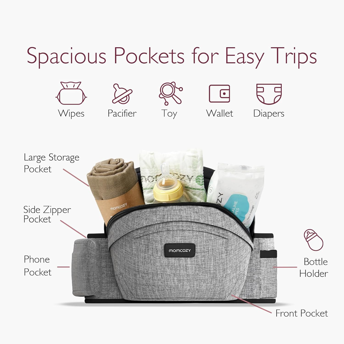 MOMCOZY portabebés de cadera hasta 20kg