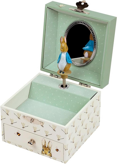 TROUSSELIER caja de música con mecanismo de cuerda 10,5 x 8,5 cm PETER RABBIT