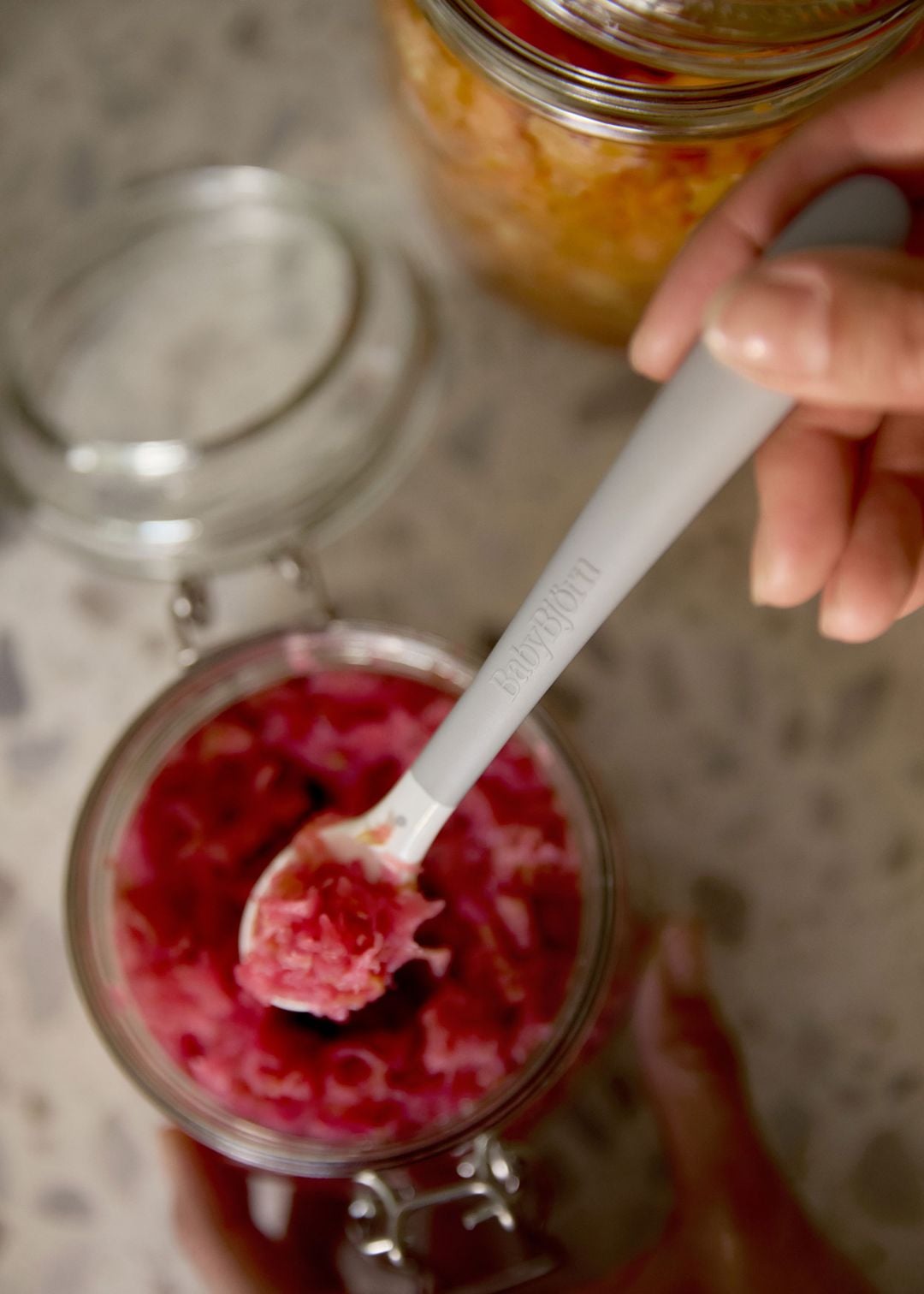 Cucharas de alimentación grises BabyBjörn 073004 con mango largo