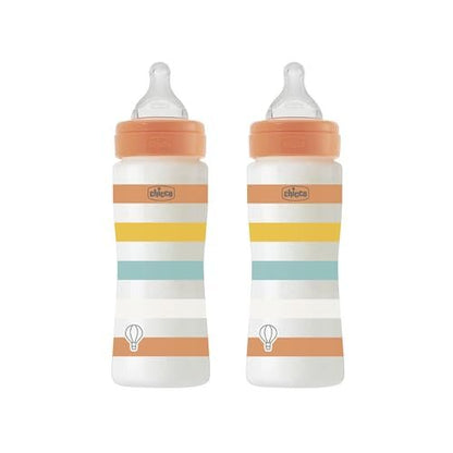 CHICCO Perfect Easy butelki 330 ml szybki przepływ 2 szt. - zestaw 2 butelki antykolkowe
