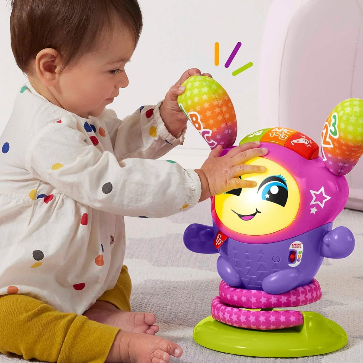 FISHER-PRICE DJ INTERACTIVO BOUNCIN canto baile 75 actividades J. FRANCÉS