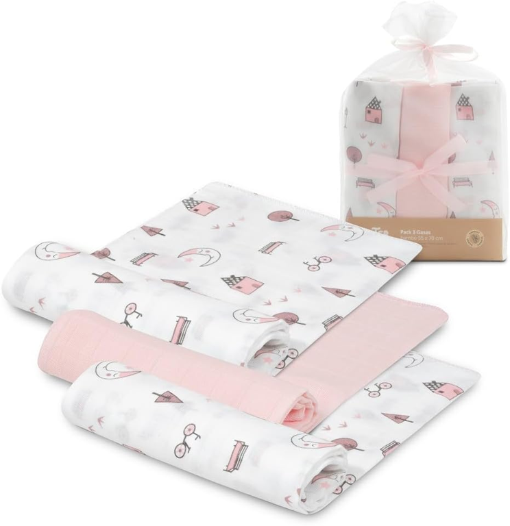 INTERBABY muselinas x3 bambú de algodón 55x70cm