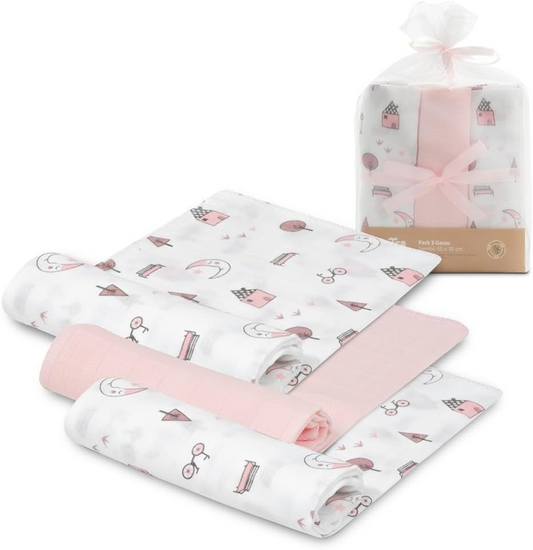 INTERBABY muselinas x3 bambú de algodón 55x70cm