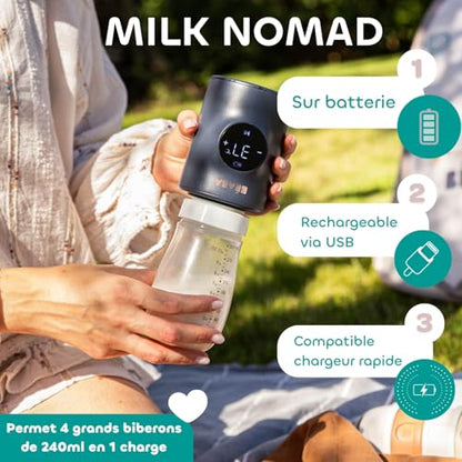 BÉABA Milk Nomad przenośny podgrzewacz do butelek, ładowanie USB, szybkie podgrzewanie, do mleka i wody