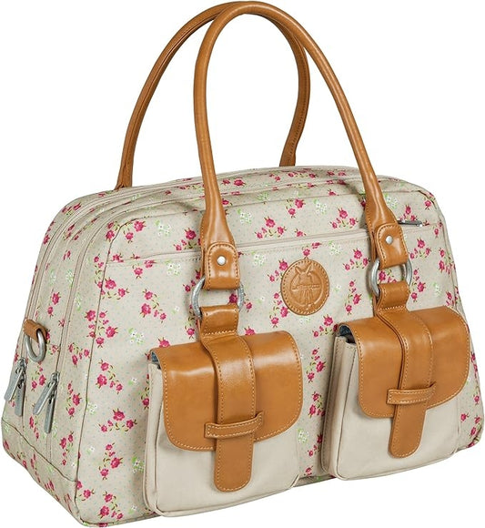 LASSIG Vintage Metro Bag torba na pieluchy i akcesoria + dodatki, vintage kwiatowa torba z kieszeniami