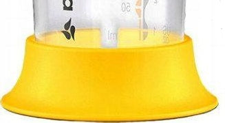 MEDELA okrągła podstawka pod butelkę laktatora, żółta plastikowa podstawka BPA free do butelek Medela