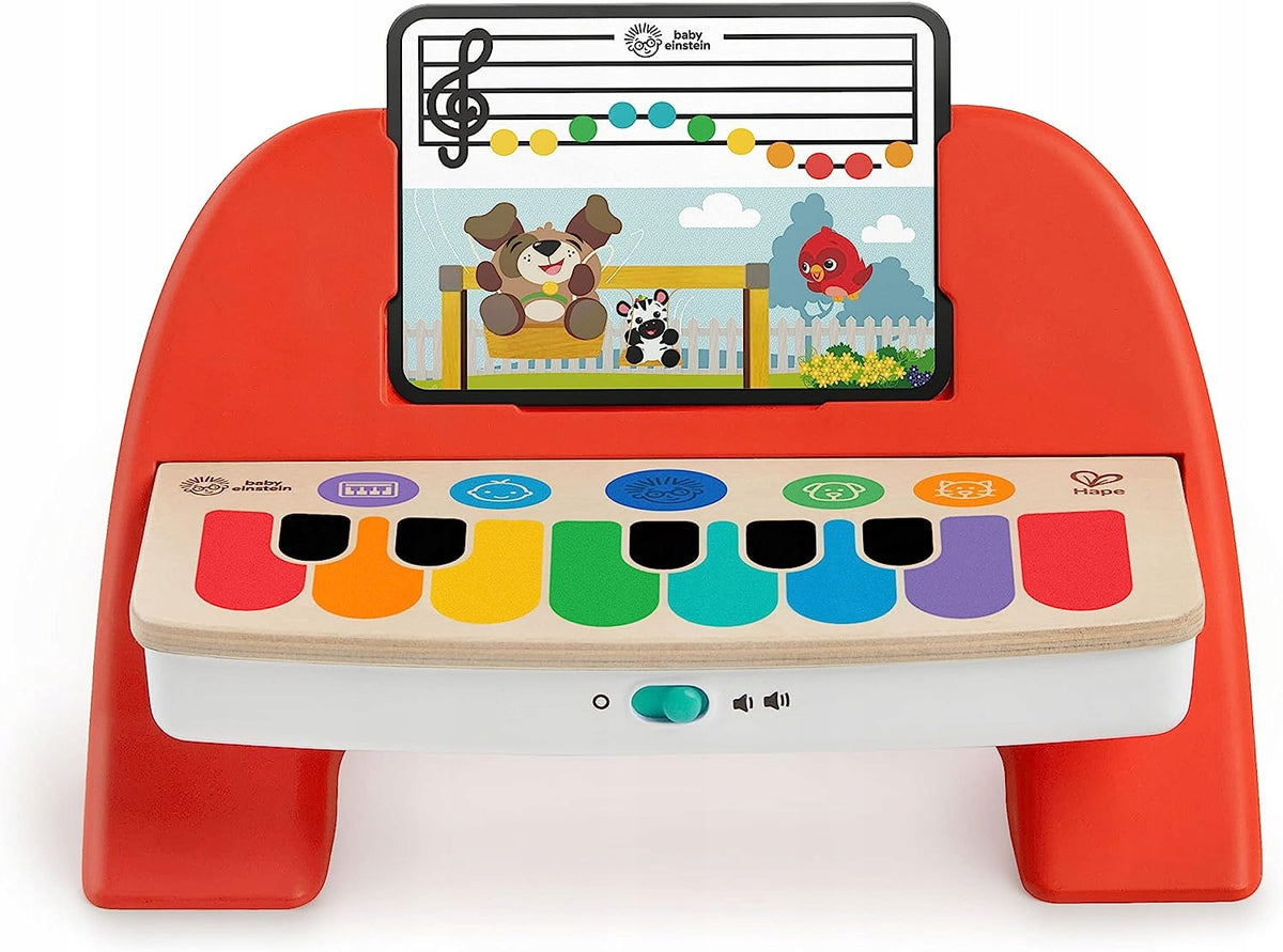 HAPE Cal's First drewniane pianinko dotykowe z nutkami 6 melodii, czerwone, 6 m+