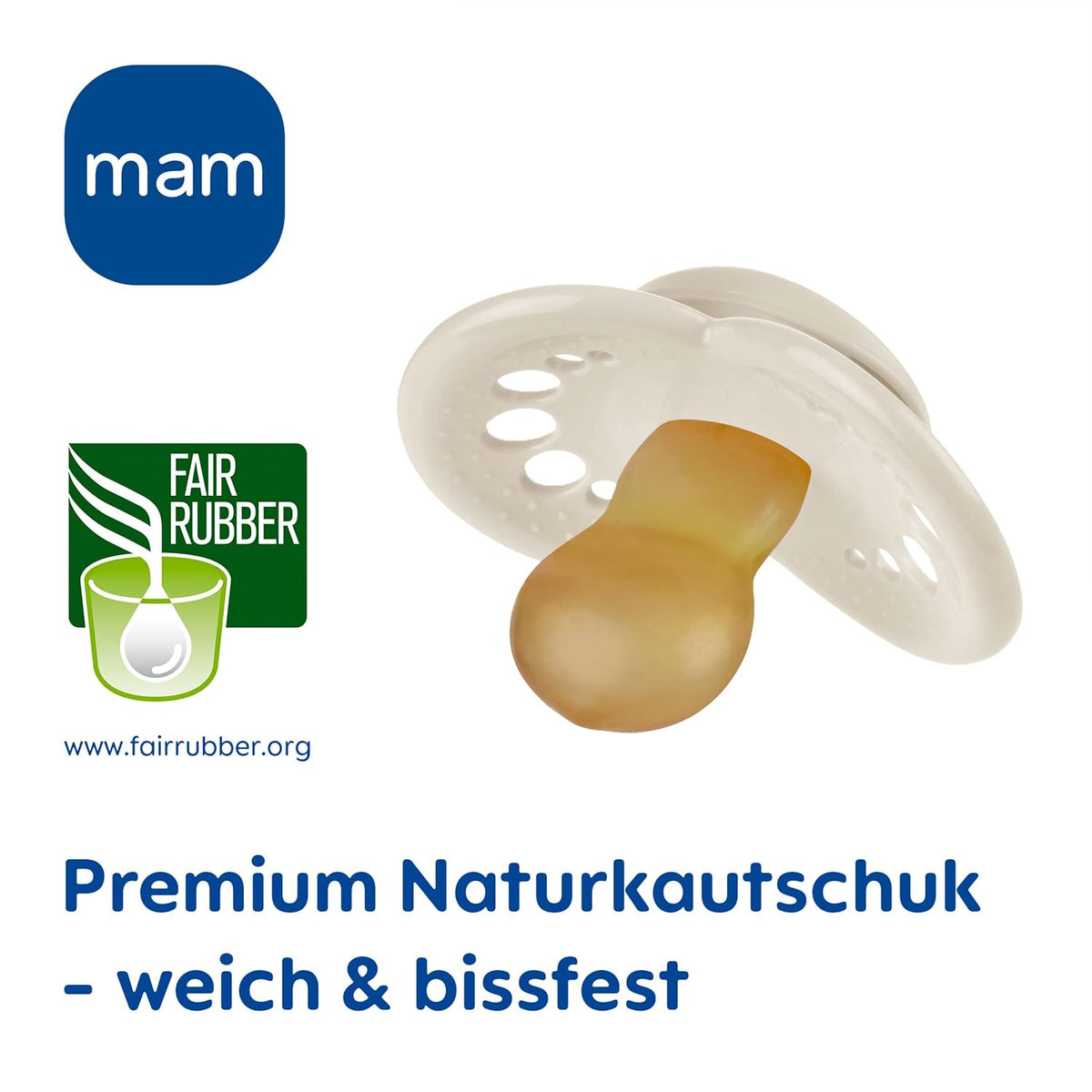 MAM Original smoczek uspokajający lateksowy 16m+ x2, naturalny kauczuk, miękki i odporny na gryzienie