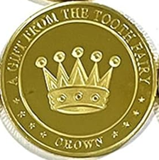 BRADOC Hada de los Dientes moneda metálica dorada para debajo de la almohada 4 cm CORONA