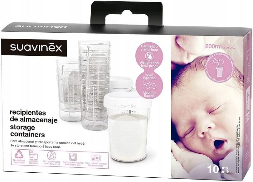 SUAVINEX pojemniki do przechowywania 10 x 200ml do przechowywania pokarmu dla niemowląt, 10 sztuk