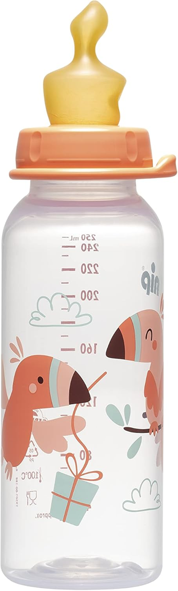 Biberón NIP con chupete de látex talla M flujo medio 240 ml
