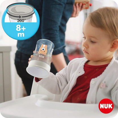 NUK zestaw do nauki picia kubek + 3 ustniki, kubek treningowy 360° 8 m+ dla dziecka