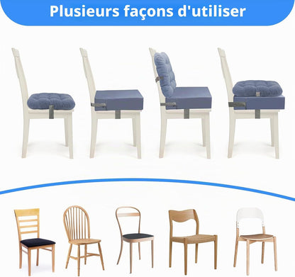 Podwyższenia na krzesło z pasami 2 szt. regulowane poduszki na różne krzesła, zdejmowane pokrycie
