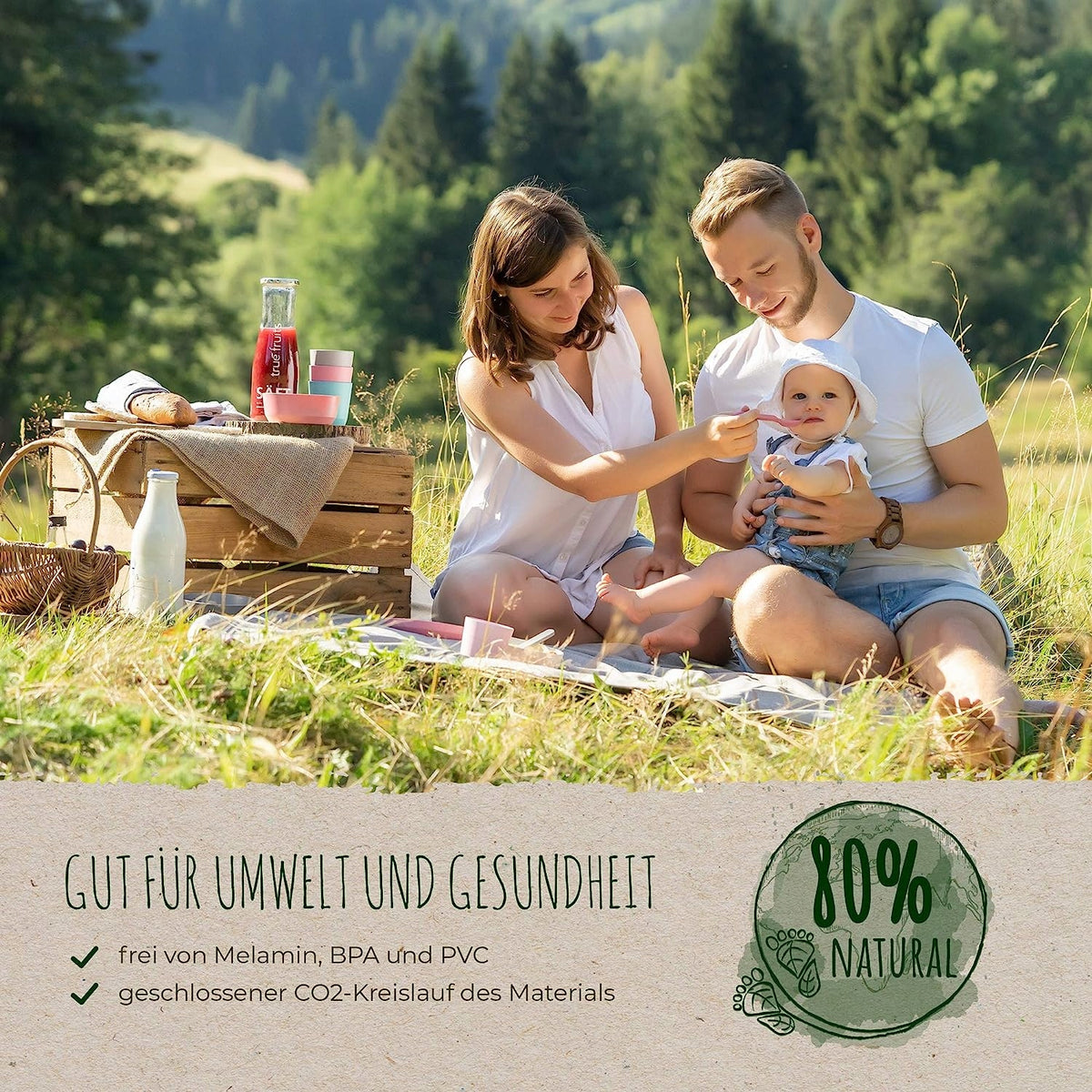 REER zestaw naczyń 4el. SAFARI, bez BPA i melaminy, dla dzieci 6m+, na piknik rodzinny w naturze