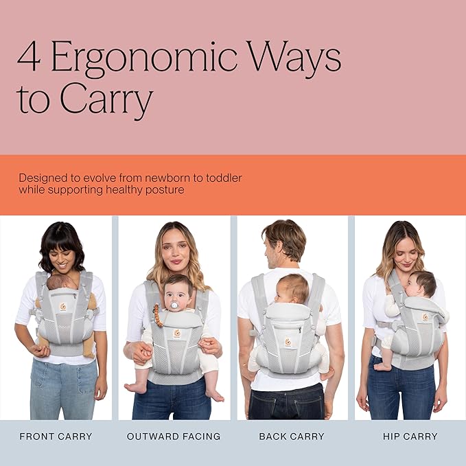 ERGOBABY OMNI BREEZE nosidełko ergonomiczne, 4 pozycje noszenia: przód, bok, tył i przodem do świata