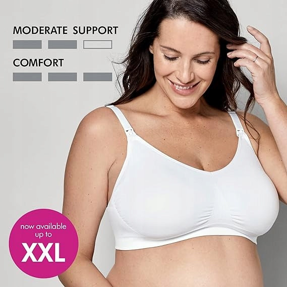 MEDELA KEEP COOL ULTRA biustonosz do karmienia + wkładki S, biały, bezszwowy, komfortowy biustonosz ciążowy z moderatem wsparciem