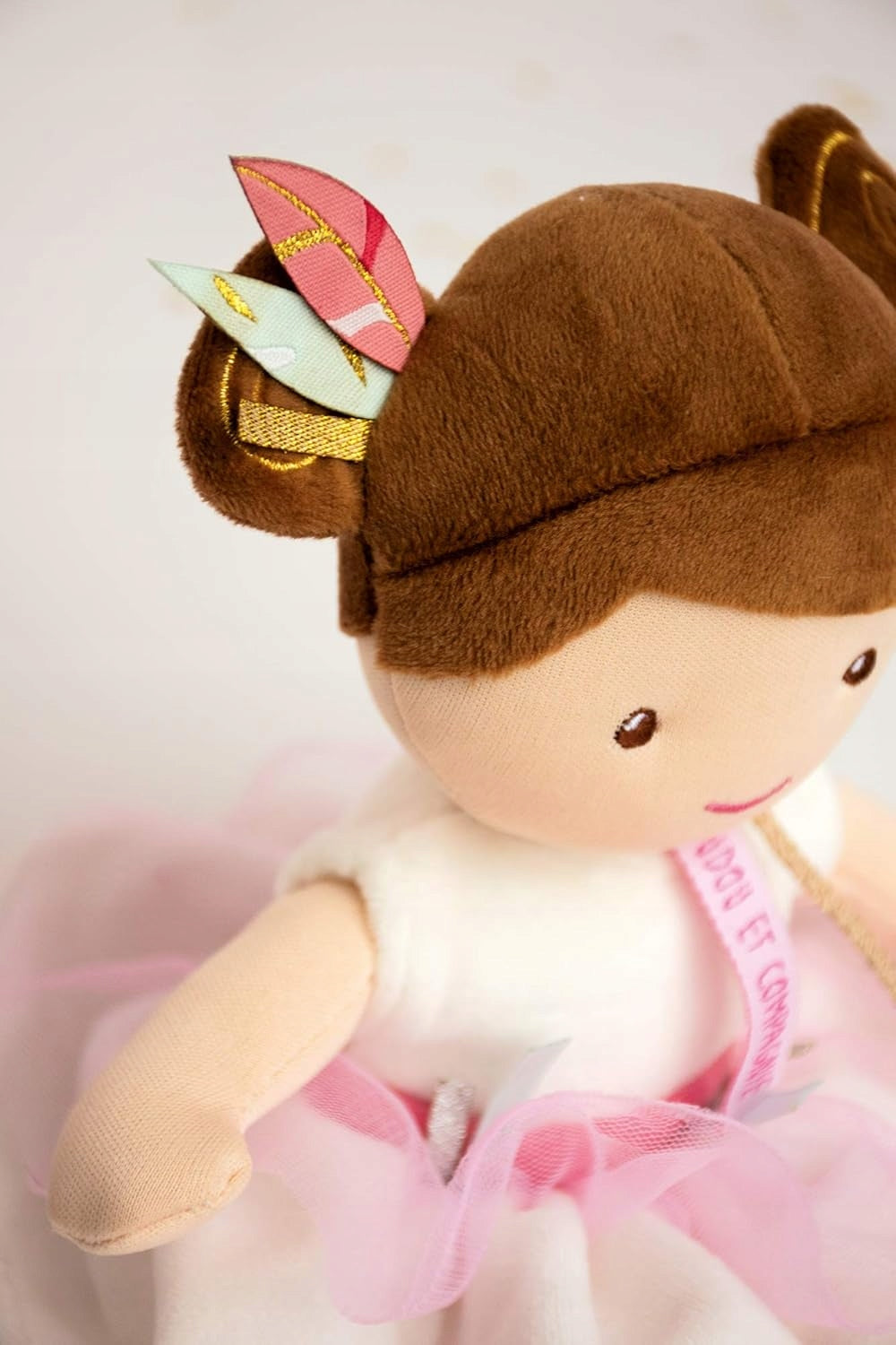 DOUDOU et COMPAGNIE Księżniczka Ombelline lalka przytulanka 27 cm, różowa lalka miękka dla dzieci 0+