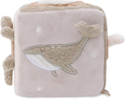 JOLLEIN Cubo de actividades colgante de peluche con sonajero y espejo 11x11 cm