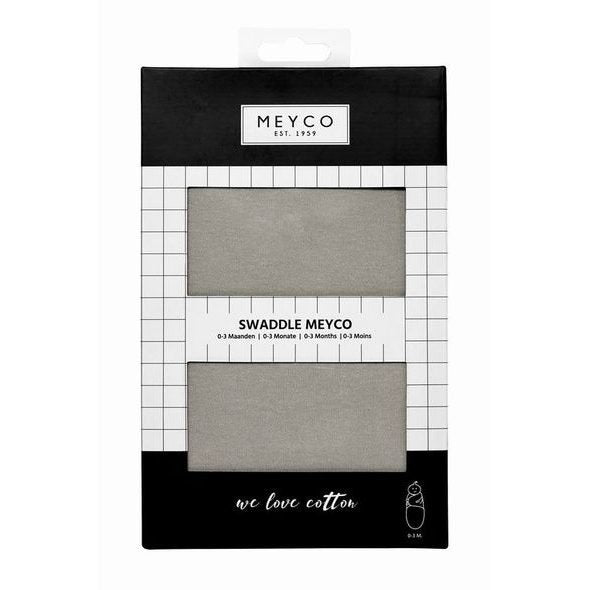Meyco SwaddleMeyco Grey 0–3 miesiące – szary otulacz widoczny w opakowaniu